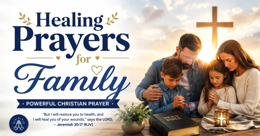 Healing Prayers For Family Christian family praying together.
