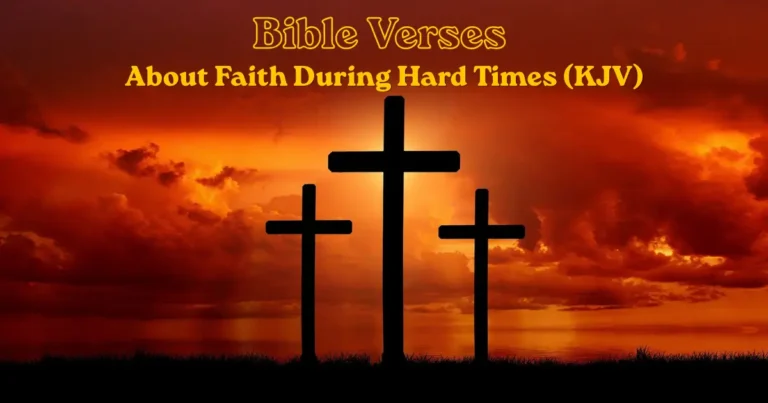 Bible verses about faith during hard times with three crosses at sunset