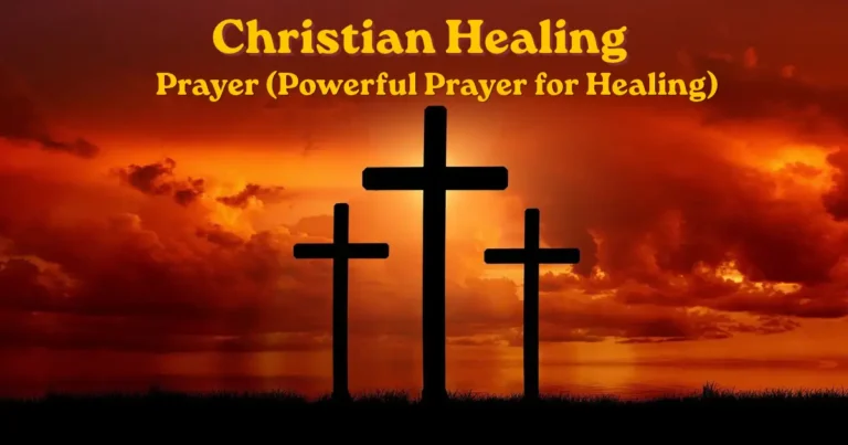 Christian healing prayer with three crosses at sunset, representing faith, hope, and healing in God