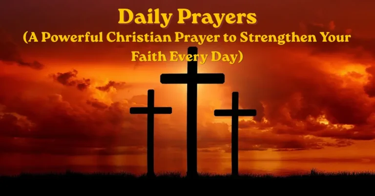 Daily prayers with three crosses at sunset representing Christian faith and spiritual strength