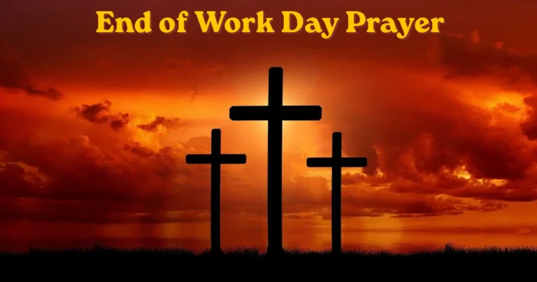 End of work day prayer with three crosses at sunset