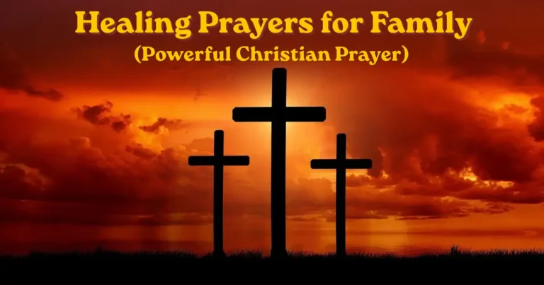 Healing prayers for family with three crosses at sunset